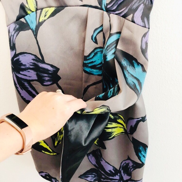 Kensie Floral Gray Strapless Dress | Sz 4 - Picture 2 of 6